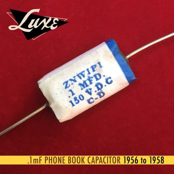 Luxe Radio 1956-1958 Phone Book: Wax Impregnated Paper & Foil .1mF Capacitor